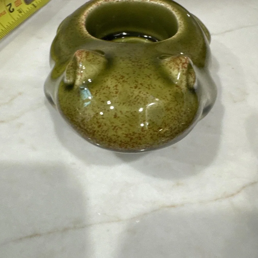 Party Lite Ceramic Frogs Tea Lite  Candle‎ Holder Set Green Vintage